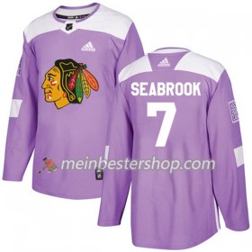 Chicago Blackhawks Brent Seabrook 7 Adidas 2017-2018 Lila Fights Cancer Practice Trikot Authentic - Herren